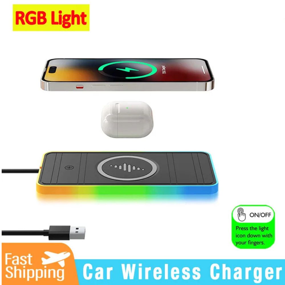 Car Premium 20W Silicone Fast Charging Docking Station | Wireless Charger with Anti-Slip Pad & Fast Wireless Charging Station for Smartphones, Apple iPhone, Samsung, iOS & Android