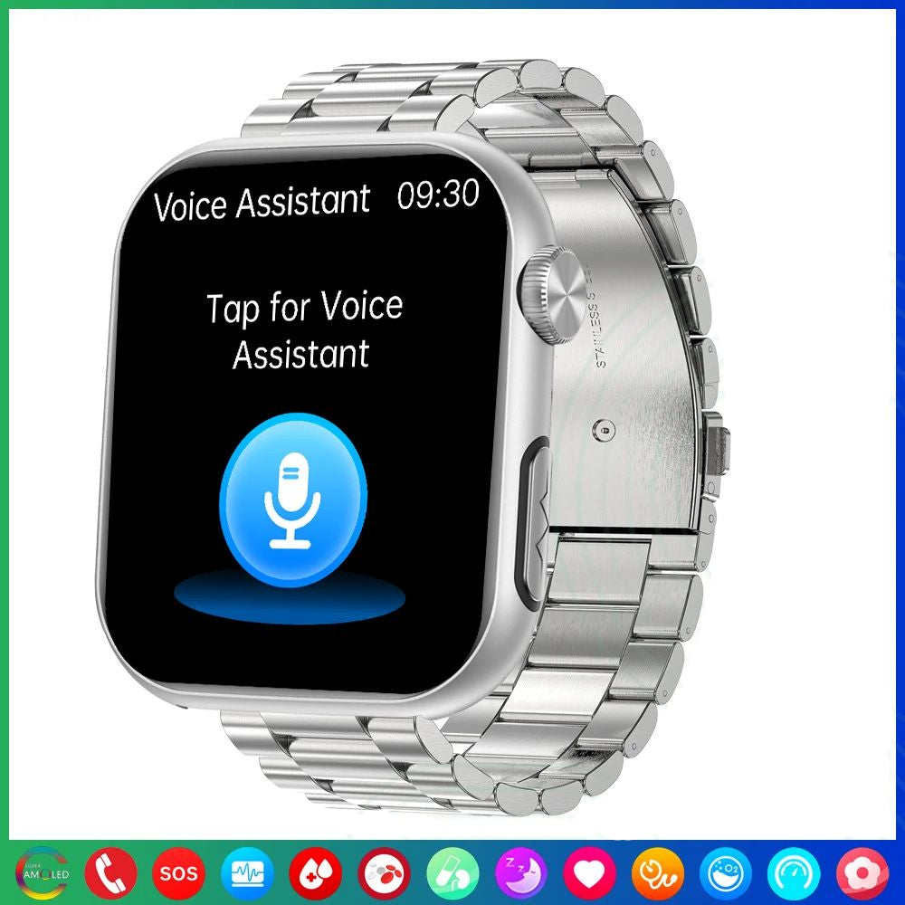 Premium Blood Glucose Smartwatch for Men and Women: AI Voice Assistant, Bluetooth Calling, Infrared SpO2 Sensor, Health Monitoring, ECG, PPG, Sleep, Heart Rate Monitor, Waterproof Fitness Tracker, Full Touch, Long Battery: iOS & Android Devices – Unisex