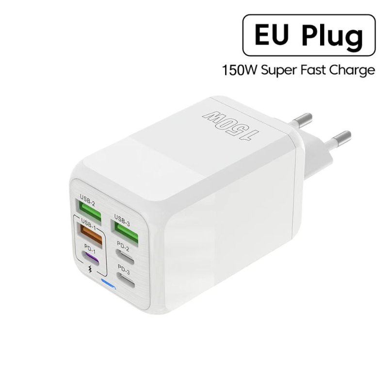 Premium 65W Gan Charger Desktop Fast Charger | 4-in-1 Laptop & Mobile Adapter for Smartphones, Apple iPhone, Samsung, iOS & Android - Fast Charging