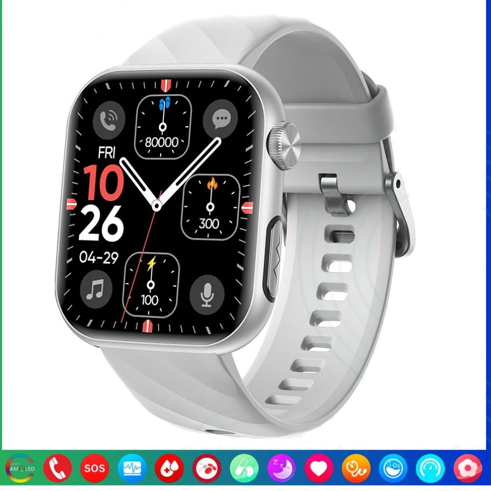 Premium Blood Glucose Smartwatch for Men and Women: AI Voice Assistant, Bluetooth Calling, Infrared SpO2 Sensor, Health Monitoring, ECG, PPG, Sleep, Heart Rate Monitor, Waterproof Fitness Tracker, Full Touch, Long Battery: iOS & Android Devices – Unisex