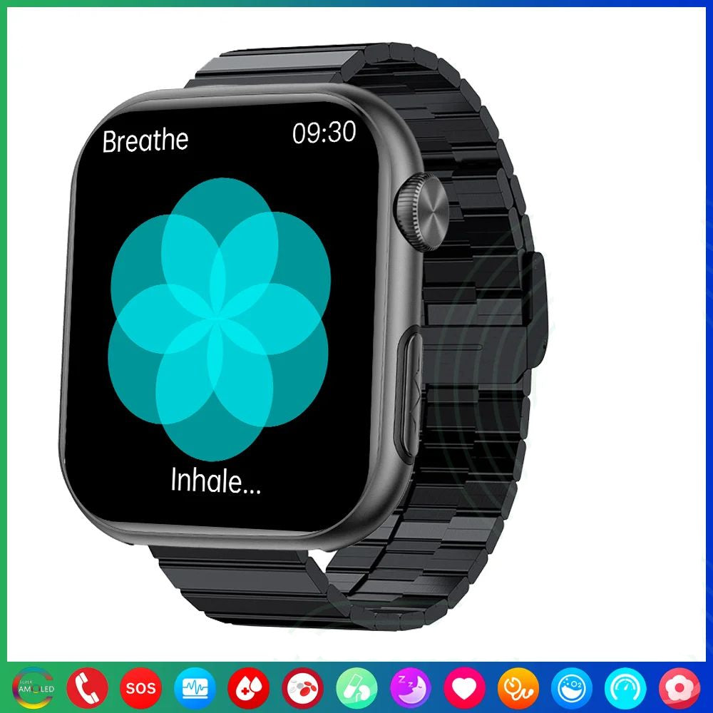 Premium Blood Glucose Smartwatch for Men and Women: AI Voice Assistant, Bluetooth Calling, Infrared SpO2 Sensor, Health Monitoring, ECG, PPG, Sleep, Heart Rate Monitor, Waterproof Fitness Tracker, Full Touch, Long Battery: iOS & Android Devices – Unisex