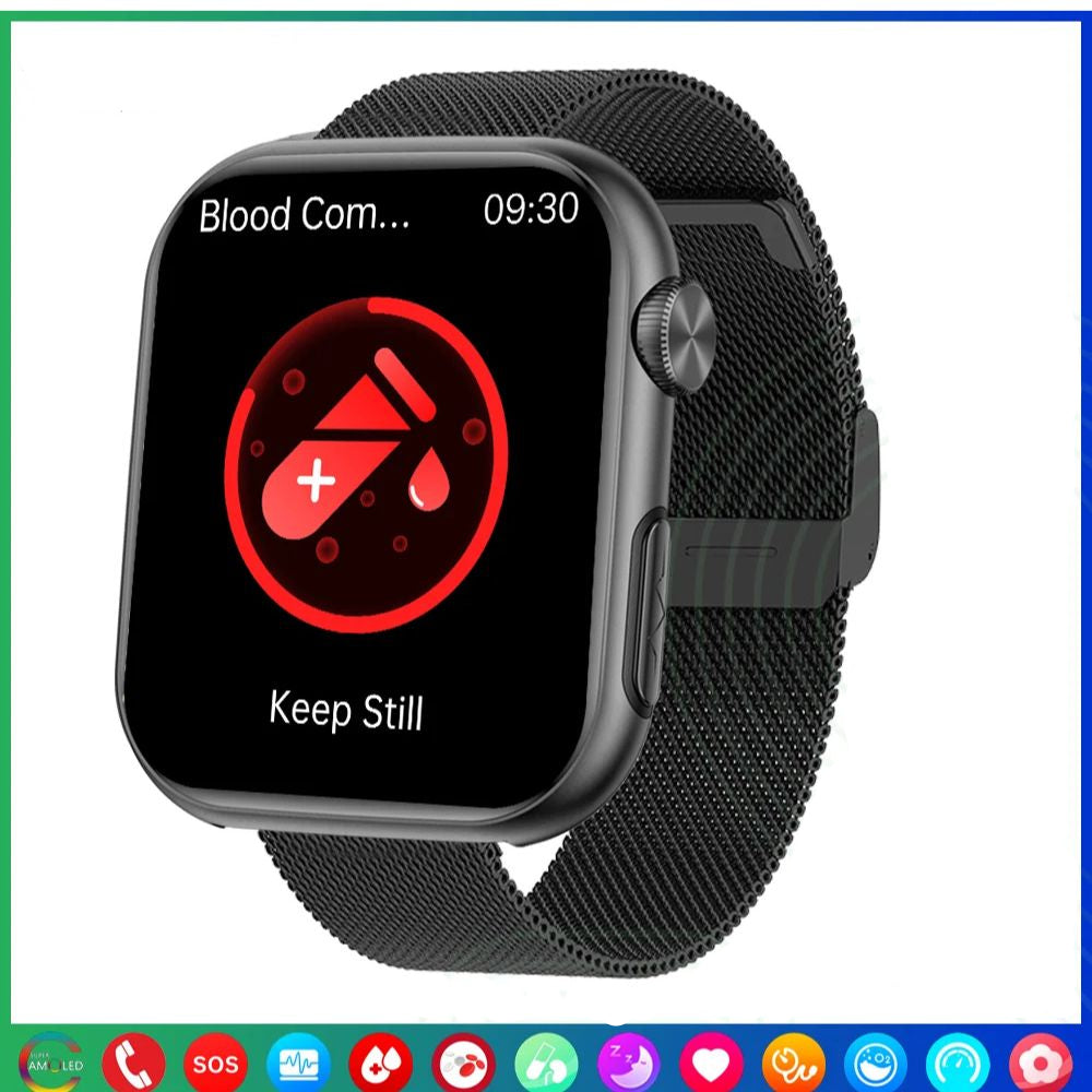 Premium Blood Glucose Smartwatch for Men and Women: AI Voice Assistant, Bluetooth Calling, Infrared SpO2 Sensor, Health Monitoring, ECG, PPG, Sleep, Heart Rate Monitor, Waterproof Fitness Tracker, Full Touch, Long Battery: iOS & Android Devices – Unisex