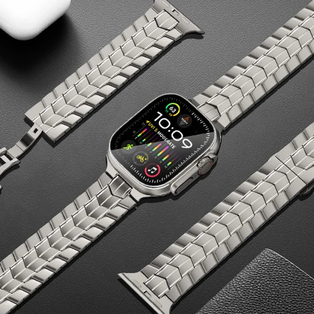 Luxus Apple Watch Armband 41mm 45mm 40mm 44mm - Herren Business Edelstahl-Armband für iWatch Serie 9 8 7 - Phone Heaven Zone