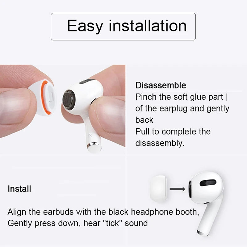 Premium Memory Foam Ear Tips & Silicone Ear Pads for Apple AirPods Pro, 4/3/2/1 and Pro Series 2024/2022/2021/2019/2016: Replacement in XS, S, M, L Sizes - Comfortable Premium Ear Tips