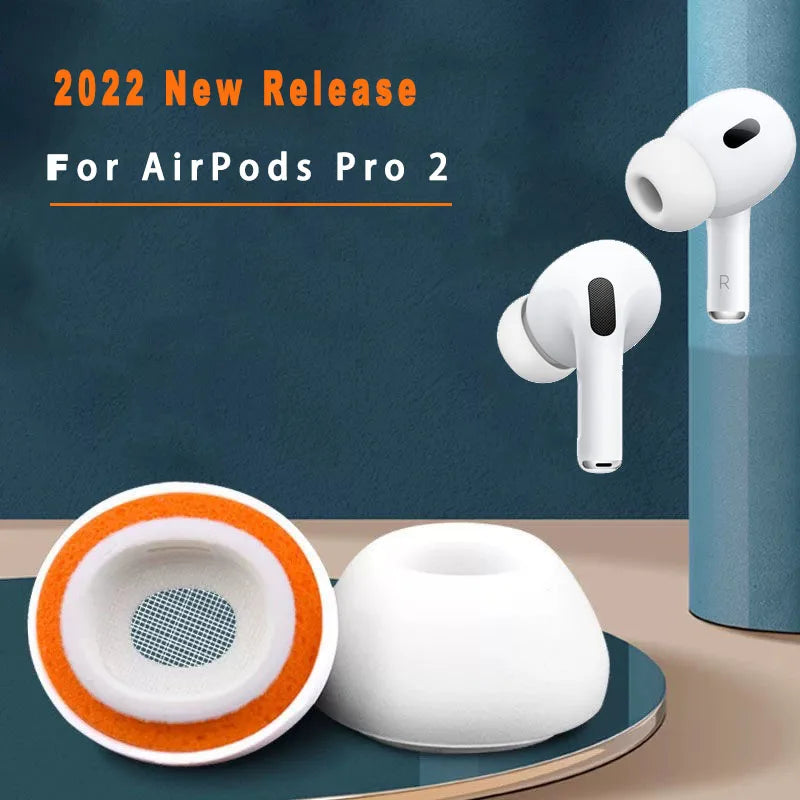 Premium Memory Foam Ear Tips & Silicone Ear Pads for Apple AirPods Pro, 4/3/2/1 and Pro Series 2024/2022/2021/2019/2016: Replacement in XS, S, M, L Sizes - Comfortable Premium Ear Tips