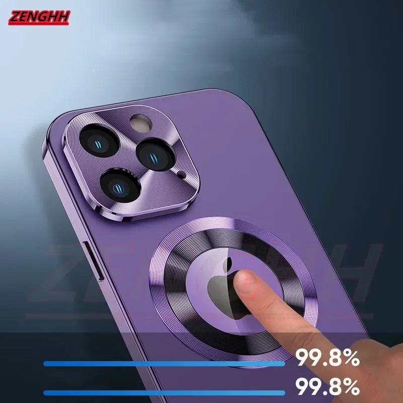 Luxury Ultra-Thin iPhone Case: Metal Alloy and Glass, Privacy Protection, Double-Sided 360° Full Protection | MagSafe-Compatible Magnetic Adsorption | Shockproof with Camera Protection | Apple iPhone 16/16e, 15, 14, 13, 12 Pro Max, Pro, Plus & Mini Cover