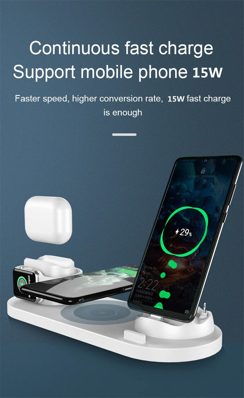 7-in-1 Charging Station Fast Wireless Charger | Fast Charging Dock 30W USB Type C Apple Watch, AirPods, Smartphones, Apple iPhone, Samsung, iOS & Android Fast Charger
