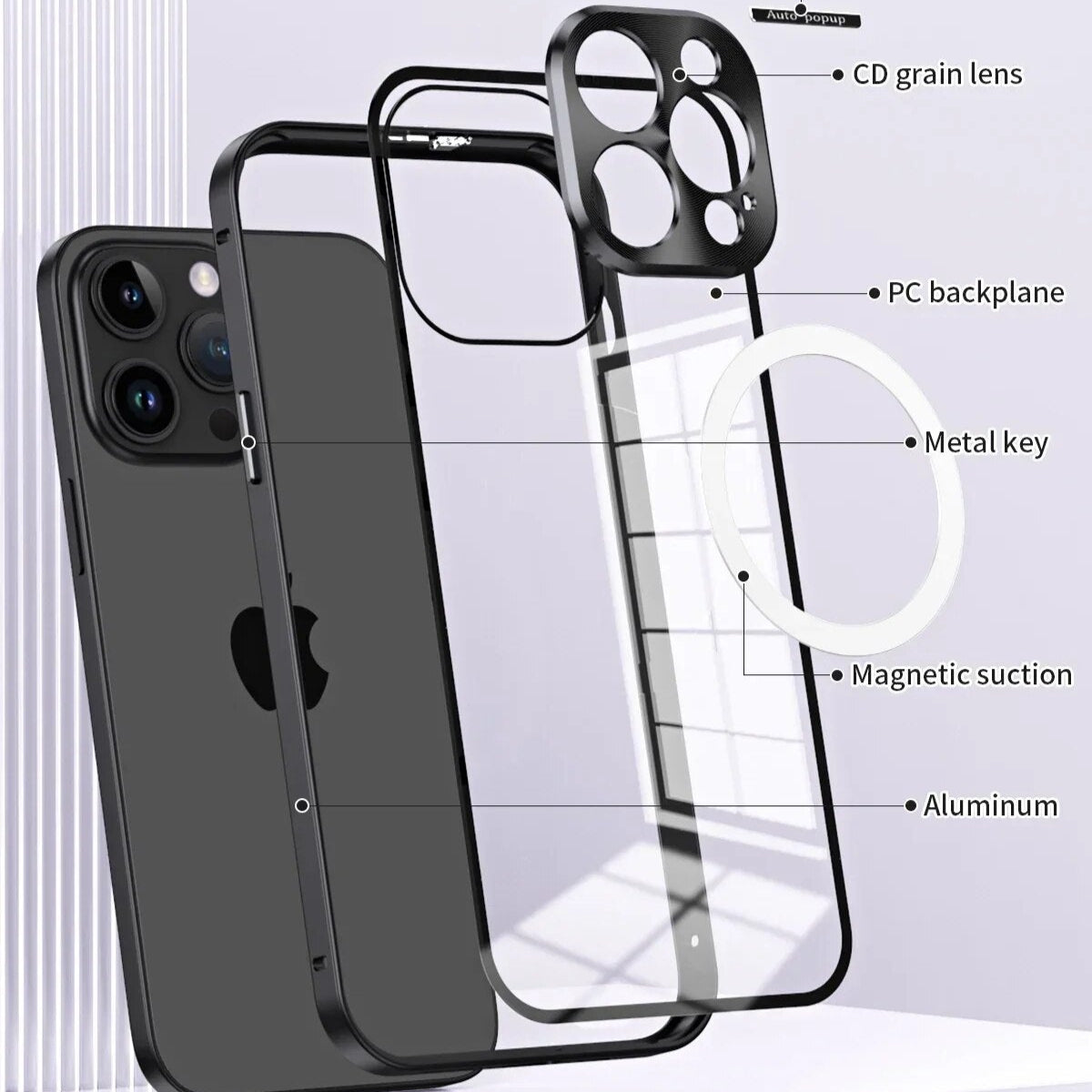 Luxus Ultra-Dünne iPhone Hülle mit MagSafe, 360° Vollschutz-Abdeckung, gehärtete magnetische Adsorption Case | Glasobjektiv-Kameraschutzabdeckung, Panzer-Schutzhülle, Stoßfest und Stilvolle Handyhülle für Apple iPhone 15/14/13/12 Pro Max Plus Mini - Phone Heaven Zone