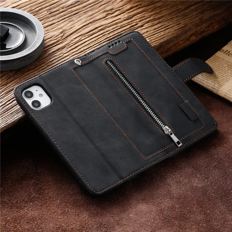 <tc>High-Quality Leather iPhone Case with Zipper, Card Holder, Stand, and Strap | Flip Cover Case for Apple iPhone 17/17 Air, 16/16e, 15, 14, 13, 12 Pro Max, Pro, Plus & Mini - Versatile Protective Cover</tc>
