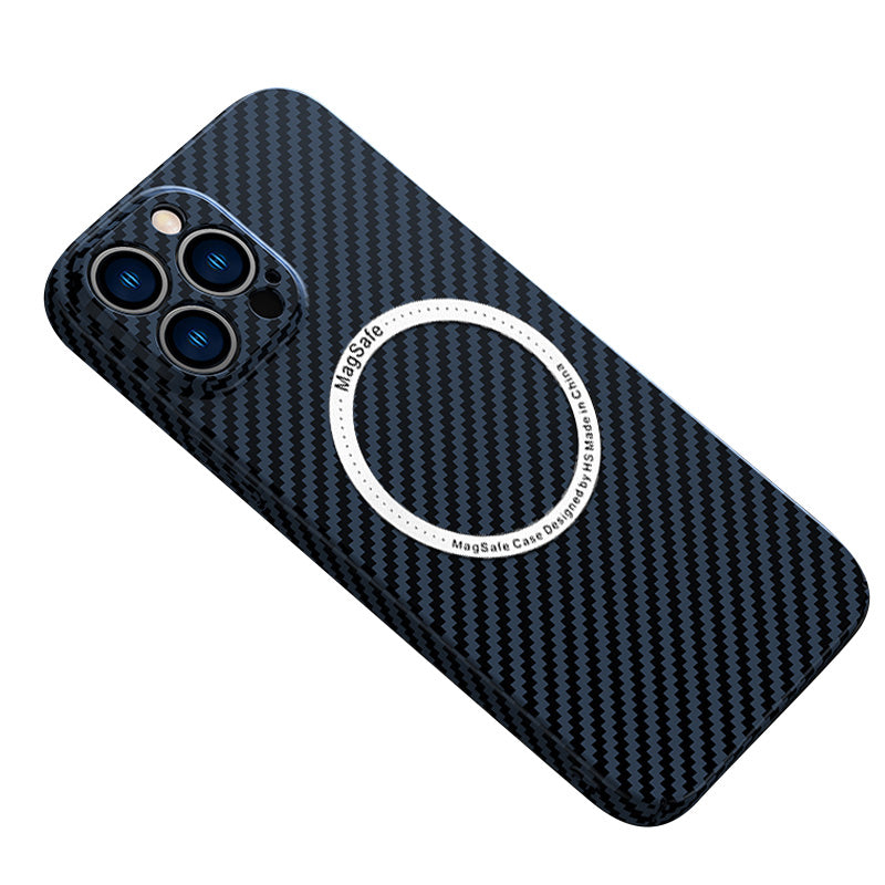 High-Quality Carbon Fiber Magnetic iPhone Case | MagSafe Case with 360-Degree Protection & Camera Lens Cover for Apple iPhone 16/16e, 15, 14, 13, 12 Pro Max, Pro, Plus & Mini Cover | Shockproof Phone Case with Armor Shell & Premium Protective Bumper Cover