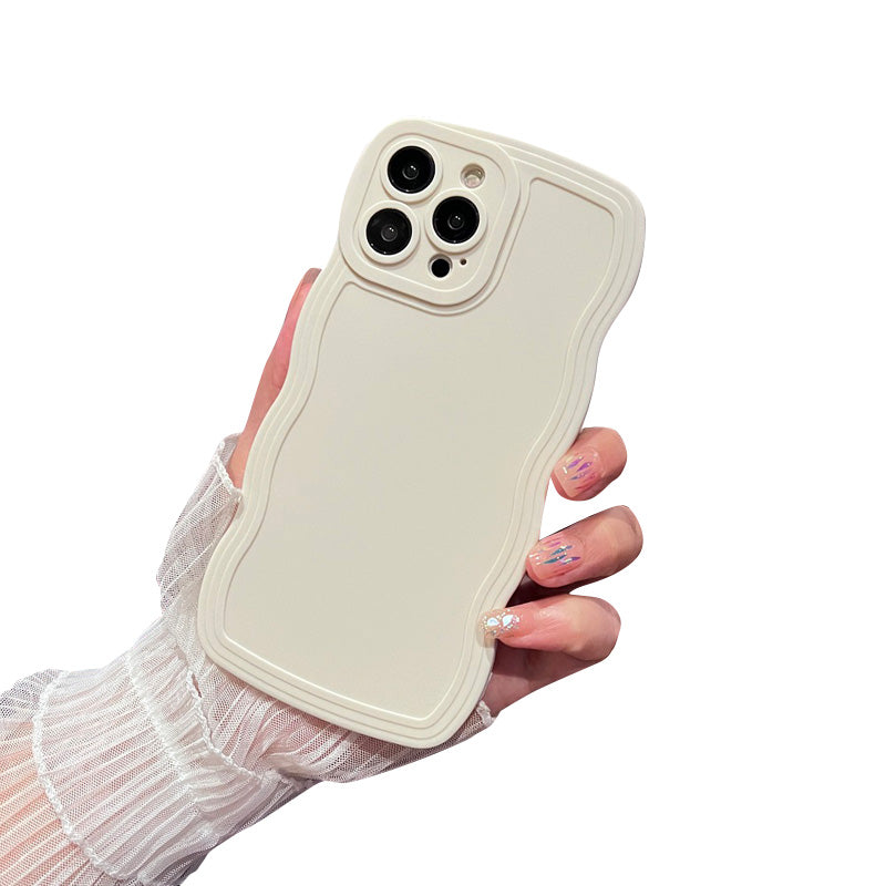 Premium Stylish Solid Color Curly Wave Design iPhone Case | MagSafe Case with Camera Lens Protector for Apple iPhone 16/15/14/13/12 Pro Max Plus Mini | Heavy Duty, Bumper Cover Phone Case | Premium Silicone Protective Cover