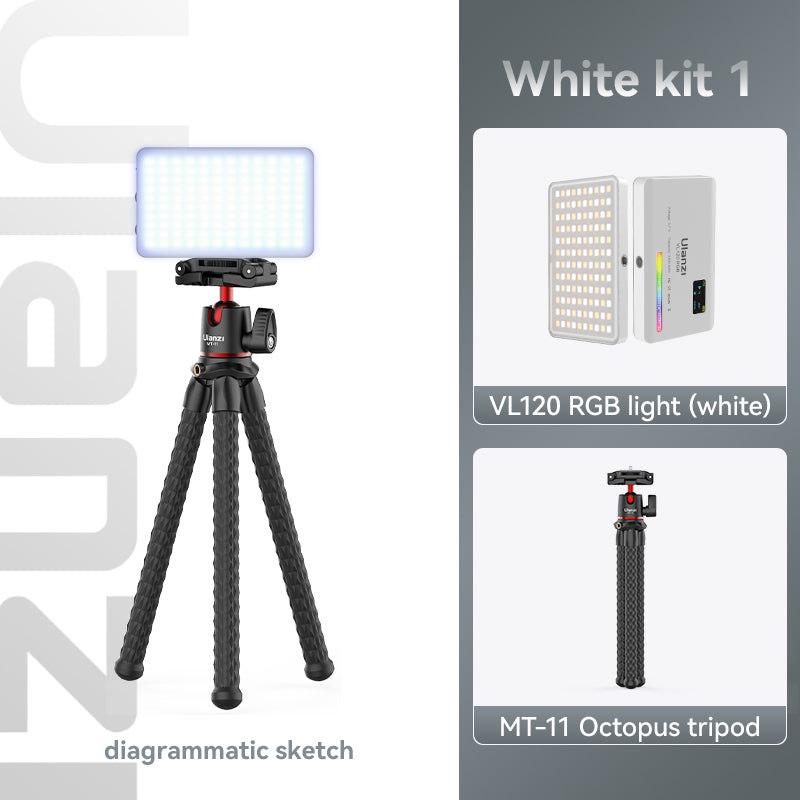 Luxus VL120 RGB LED Videolicht für Kamera, Apple iPhone 15/14/13/12/11 Pro Max Plus Mini, Samsung, Android, Vollfarbig,