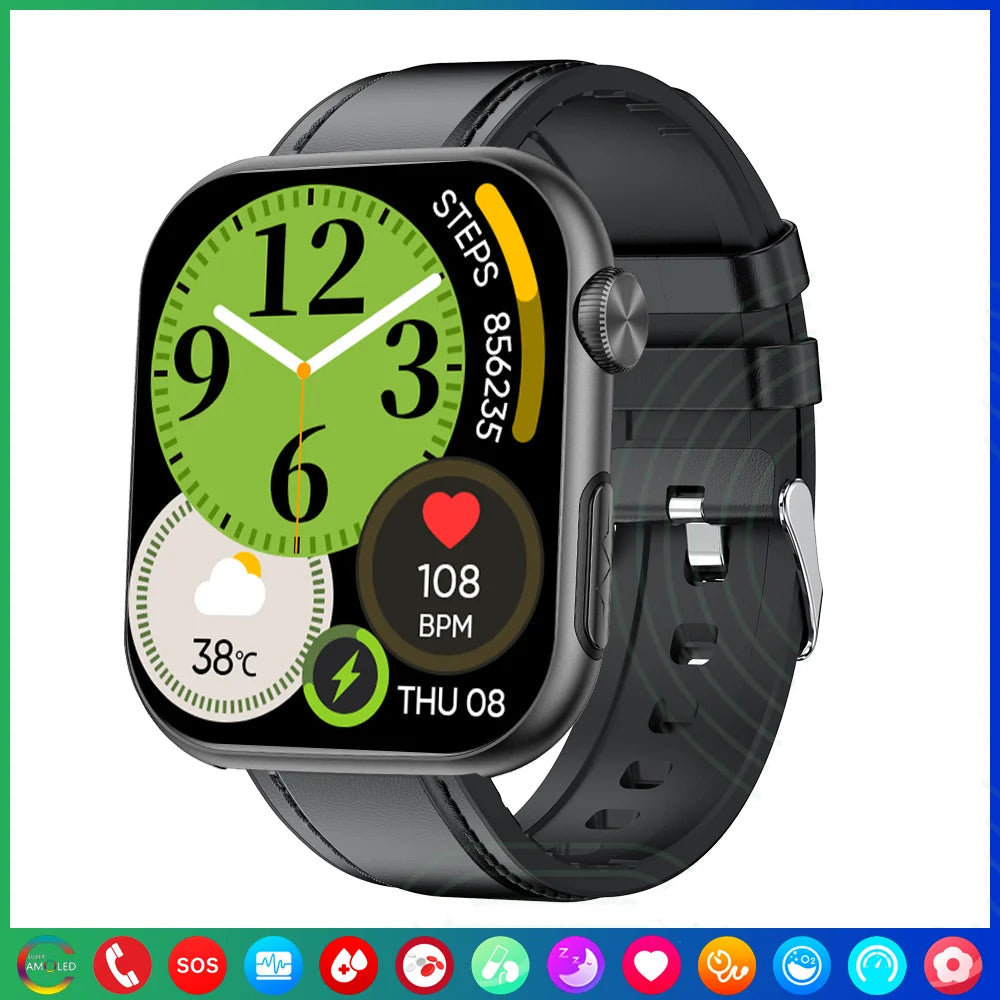 Premium Blood Glucose Smartwatch for Men and Women: AI Voice Assistant, Bluetooth Calling, Infrared SpO2 Sensor, Health Monitoring, ECG, PPG, Sleep, Heart Rate Monitor, Waterproof Fitness Tracker, Full Touch, Long Battery: iOS & Android Devices – Unisex