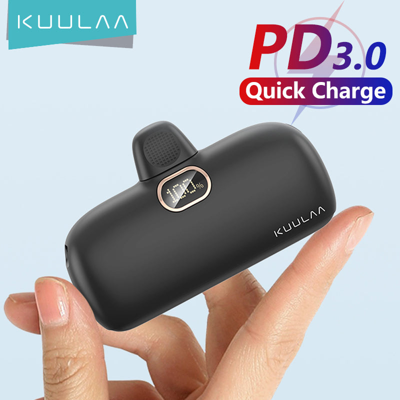 Kuulaa Mini Prämie Power Bank 5000mAh – Power Bank QC PD Schnellaufladen für iPhone 15, 14, 13. Externe Batterie,