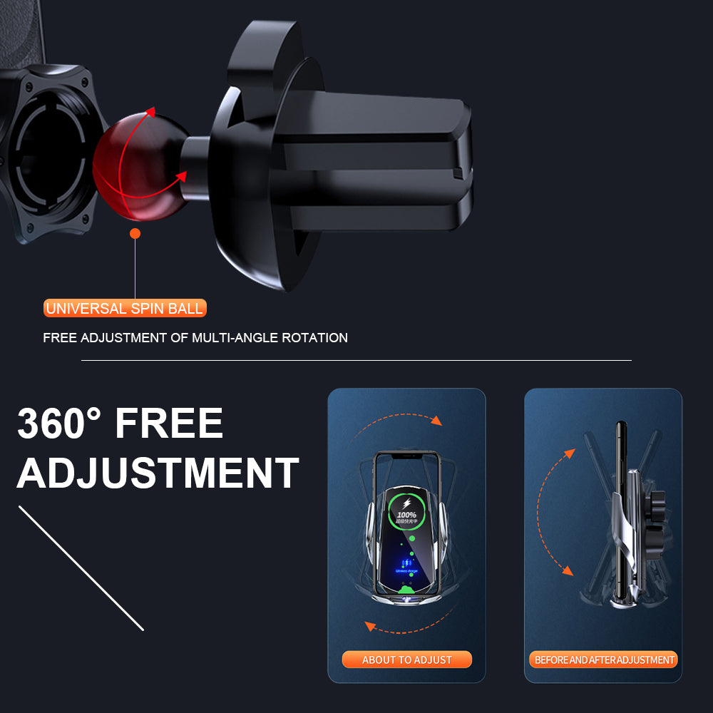 Car Wireless Phone 30 W Fast Charger | Premium USB Type-C with Magnetic Infrared Sensor, LED Indicator & Car Mount - Compatible with Smartphones, Apple iPhone, Samsung, iOS & Android