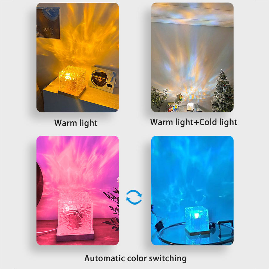 Premium Wasserwellenprojektor Nachtlicht 16 Farben Flammenkristalllampe