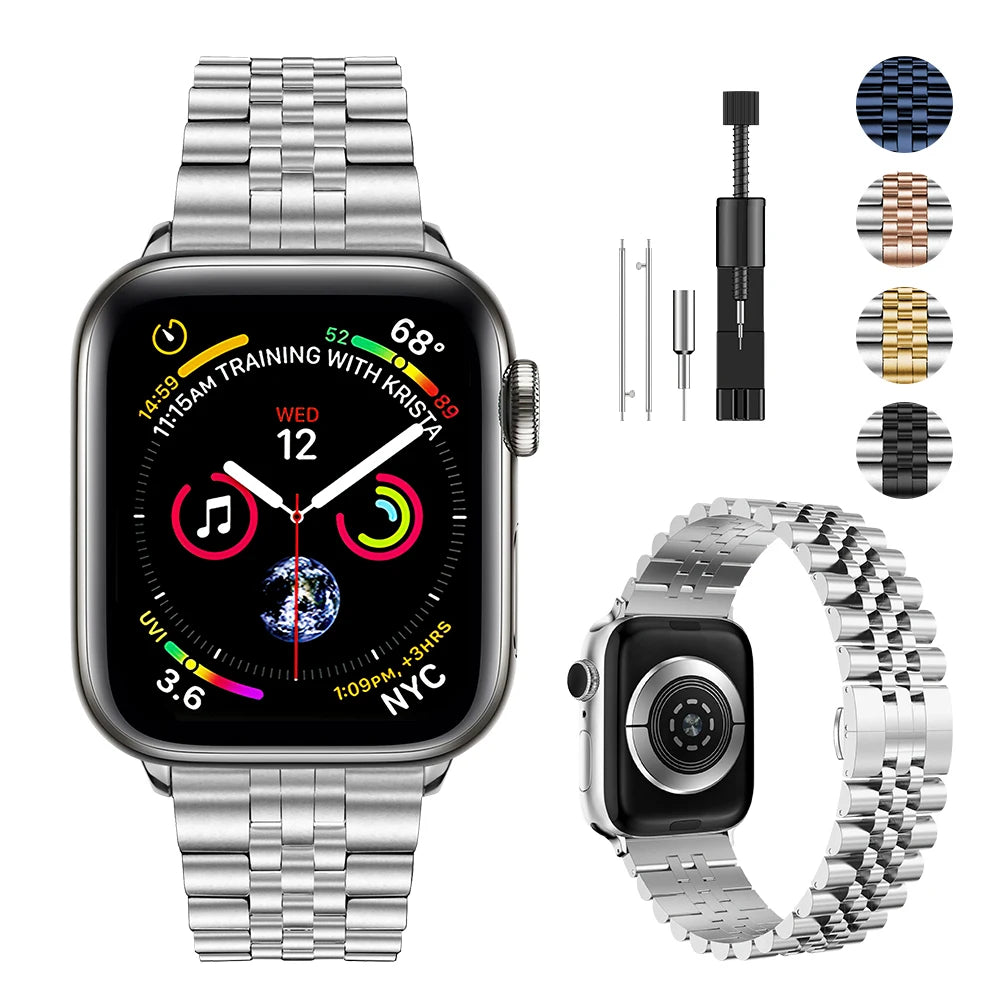 Metallband für Apple Watch 49mm, 45mm, 44mm, 42mm, 41mm, 40mm | Premium Edelstahl Armband für iWatch Ultra/9/8/7/6/5/4/3/SE