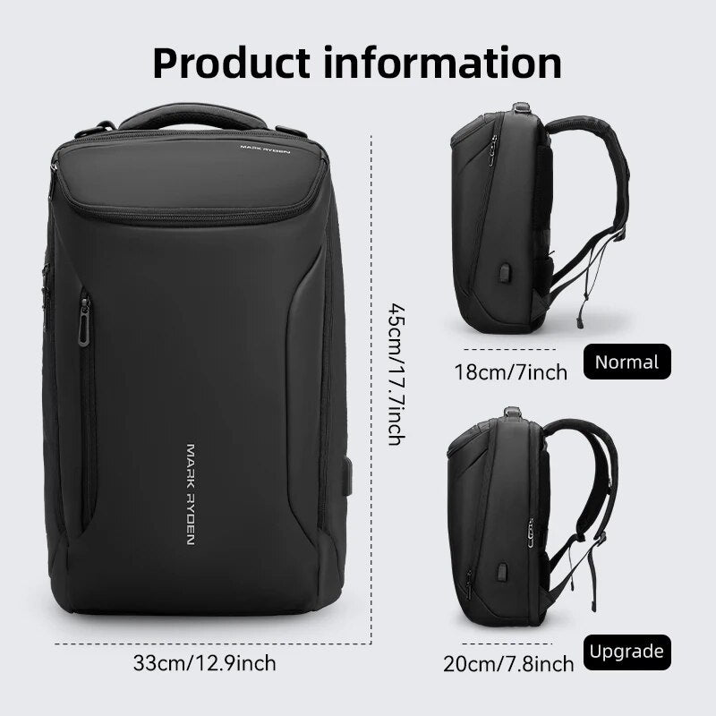 Premium Business-Rucksack für Männer: Wasserdichter Laptop-Rucksack mit USB-Aufladung, 17-Zoll-Laptopfach, ideal für Reisen