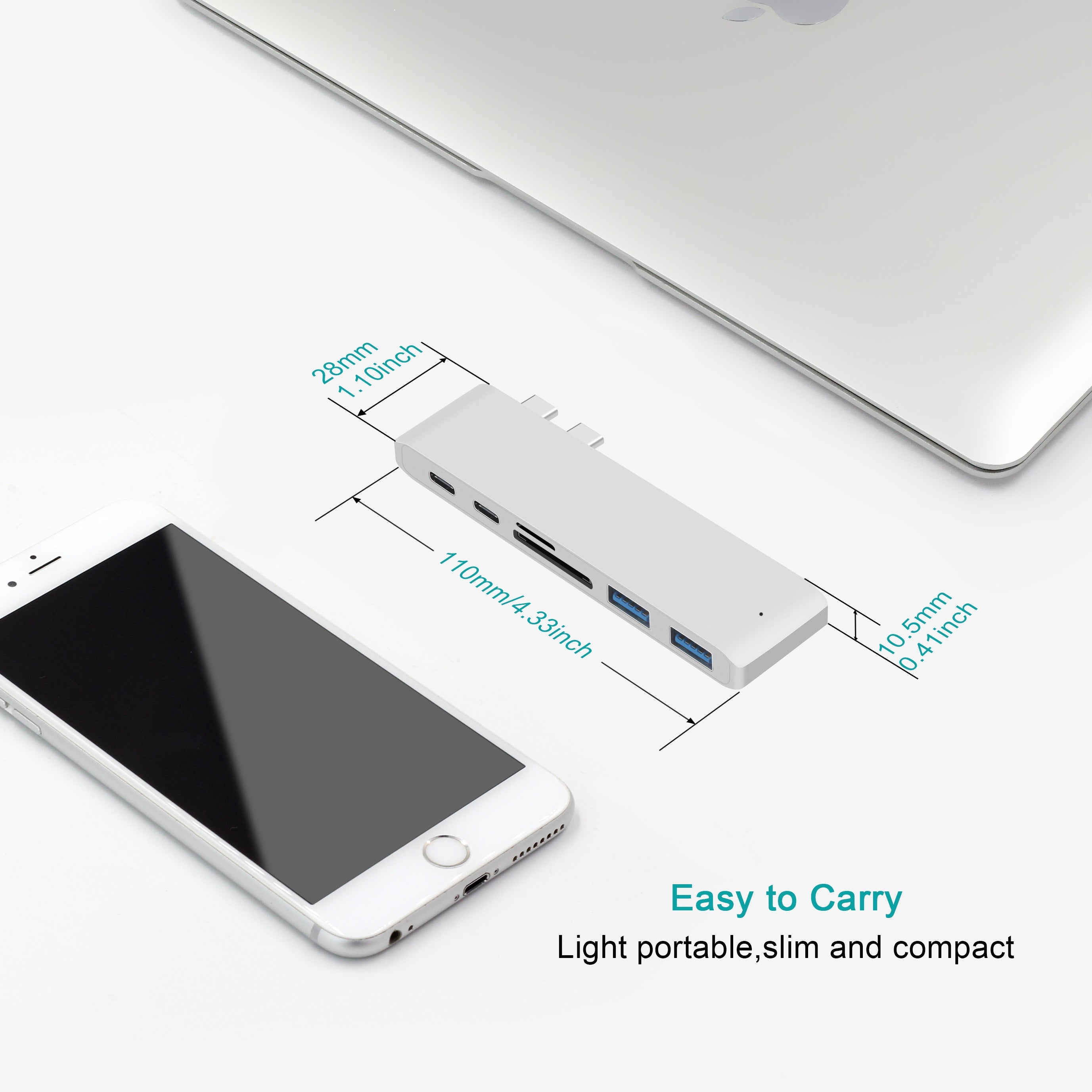 Premium USB-C Hub with HDMI 4K Adapter & Thunderbolt 3: USB 3.1 Type-C to 3.0 Hub - Enhanced Connectivity for Macbook Air/Pro/M3/M2/M1: 16,14,13-inch | 2024/2023/2022/2020 Series Chips