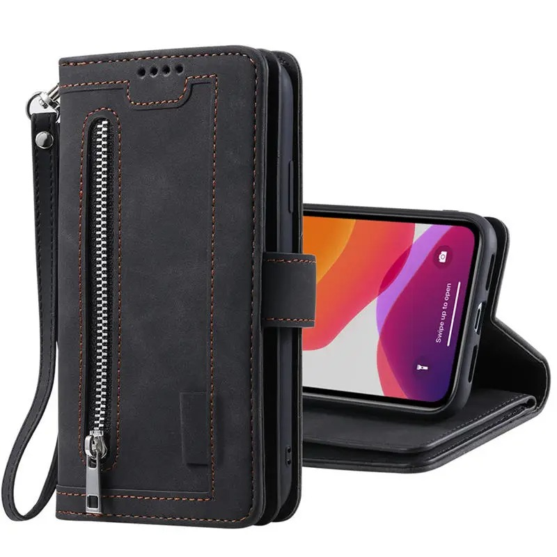 <tc>High-Quality Leather iPhone Case with Zipper, Card Holder, Stand, and Strap | Flip Cover Case for Apple iPhone 17/17 Air, 16/16e, 15, 14, 13, 12 Pro Max, Pro, Plus & Mini - Versatile Protective Cover</tc>