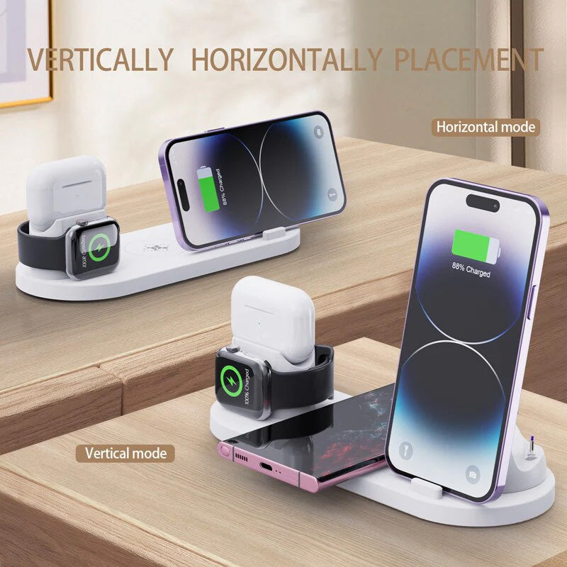 7-in-1 Charging Station Fast Wireless Charger | Fast Charging Dock 30W USB Type C Apple Watch, AirPods, Smartphones, Apple iPhone, Samsung, iOS & Android Fast Charger