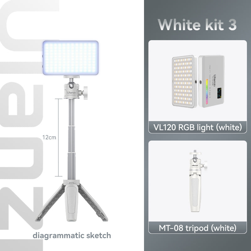 Luxus VL120 RGB LED Videolicht für Kamera, Apple iPhone 15/14/13/12/11 Pro Max Plus Mini, Samsung, Android, Vollfarbig,