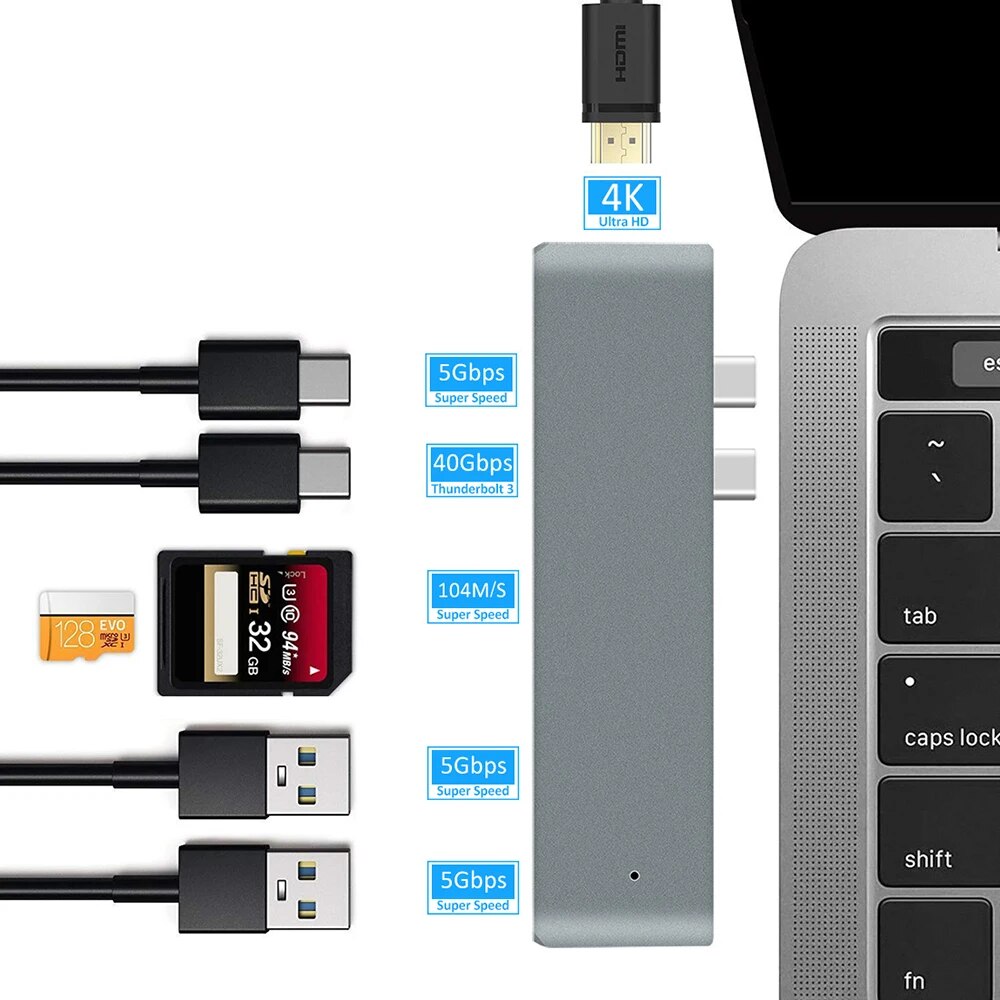 Premium USB 3.1 Typ-C Hub zu HDMI Adapter 4k Thunderbolt 3 USB C Hub 3.0 | MacBook Air Pro M3 M2 M1 Chip Erweitern Sie Ihre