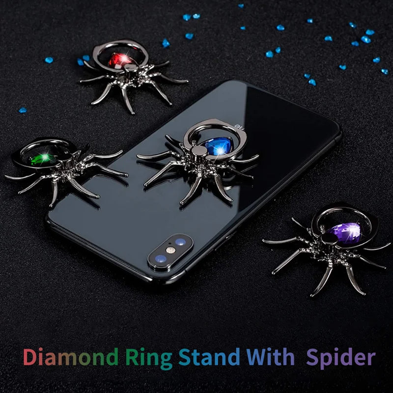 Universaler Luxus-Bling-Diamant-Metall-Spinne Handy-Fingerringhalter, 360° drehbarer Ständer für Apple iPhone, Samsung