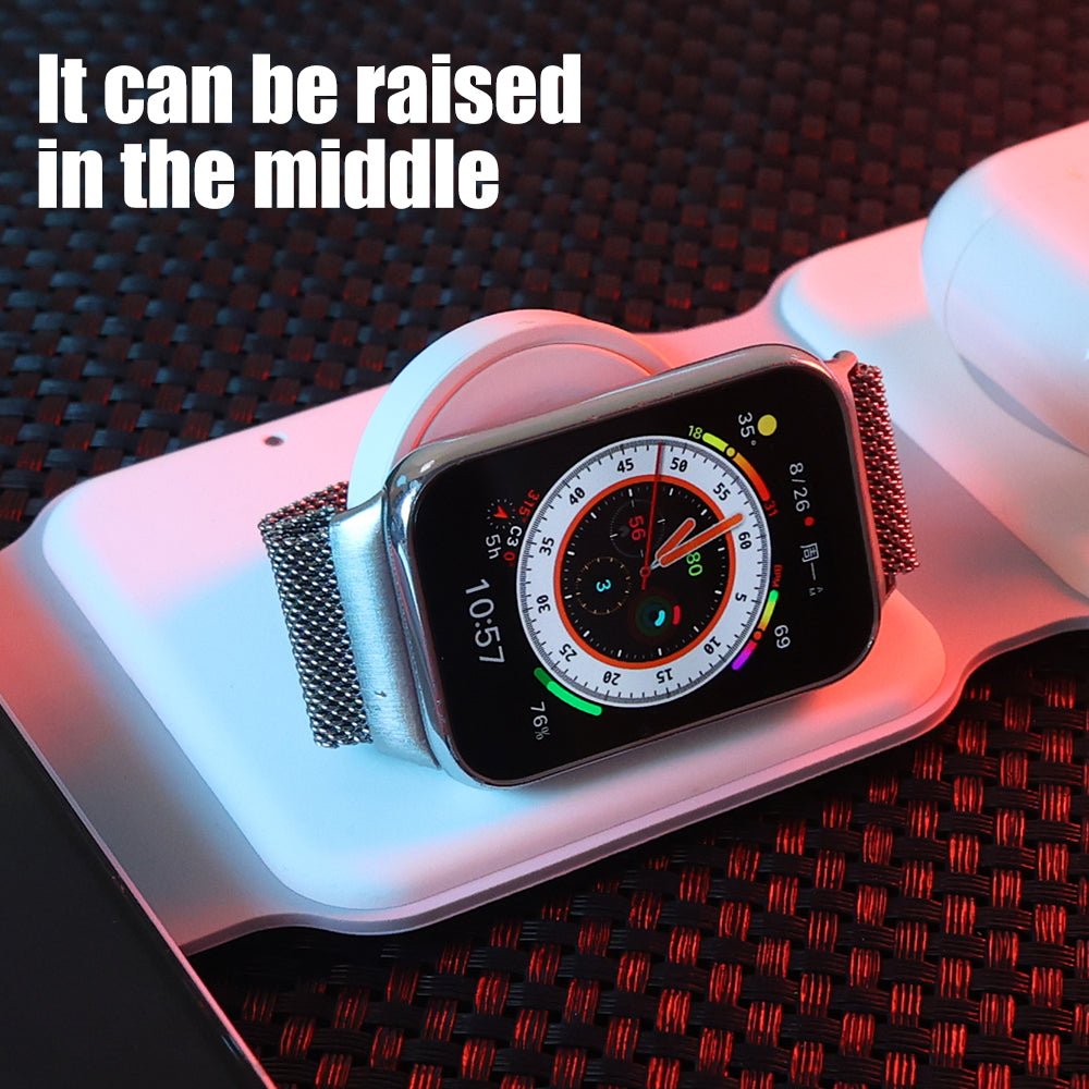 3-in-1 Foldable Fast Charging Station, Double Magnetic 15W Wireless Charger MagSafe | Portable Docking Station for Smartphones, Apple iPhone, Samsung, iOS & Android, AirPods, Watch