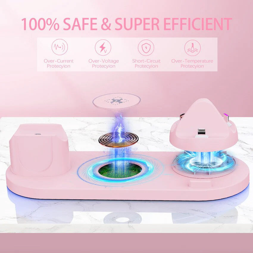 7-in-1 Charging Station Fast Wireless Charger | Fast Charging Dock 30W USB Type C Apple Watch, AirPods, Smartphones, Apple iPhone, Samsung, iOS & Android Fast Charger