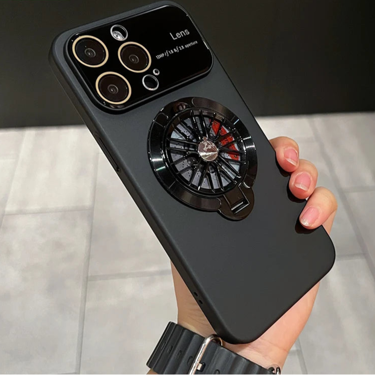 Premium iPhone Case with 360-Degree Rotating Gyro Stand Function and Foldable Holder | MagSafe Case with 360-Degree Protection and Camera Lens Cover for iPhone 16/15/14/13/12 Pro Max, Plus, Mini Cover | Armor Case and Bumper Cover