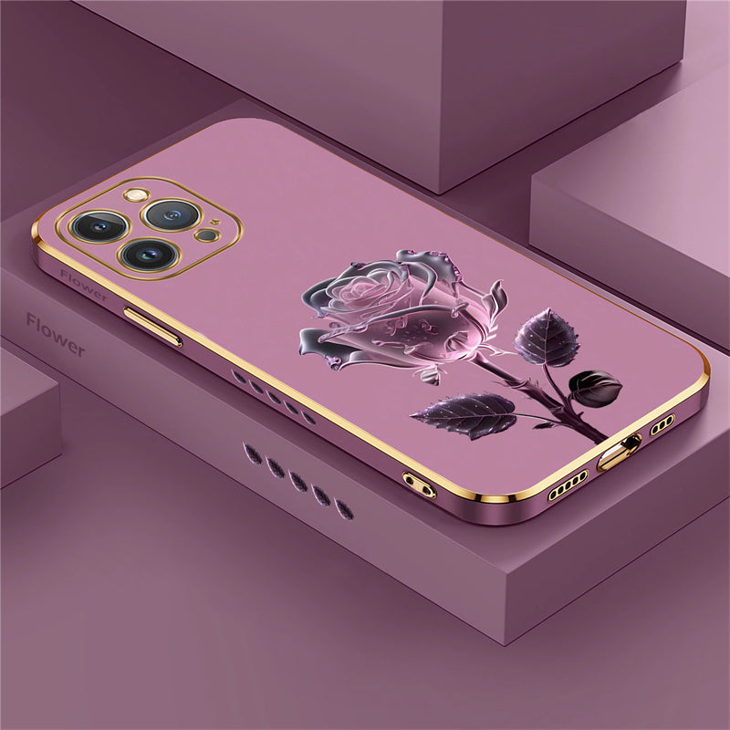 Luxury Crystal Rose Diamond iPhone Case | MagSafe Case with 360-Degree Protection and Camera Lens Cover for Apple iPhone 16/15/14/13/12 Pro Max, Plus, Mini Cover | Armor Case, Bumper Cover Phone Case | High-Quality Protective Cover