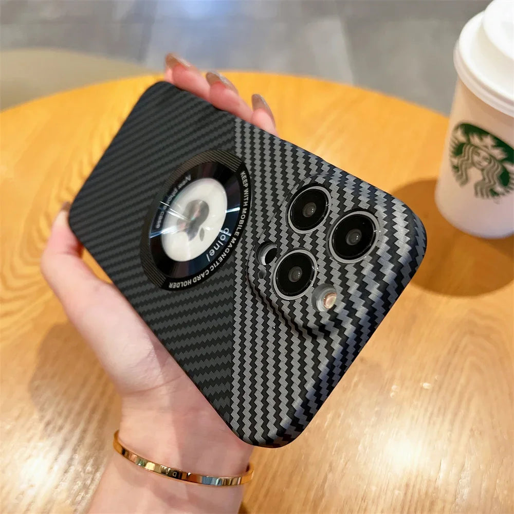 High-Quality Carbon Fiber Magnetic iPhone Case | MagSafe Case with 360-Degree Protection & Camera Lens Cover for Apple iPhone 16/16e, 15, 14, 13, 12 Pro Max, Pro, Plus & Mini Cover | Shockproof Phone Case with Armor Shell & Premium Protective Bumper Cover