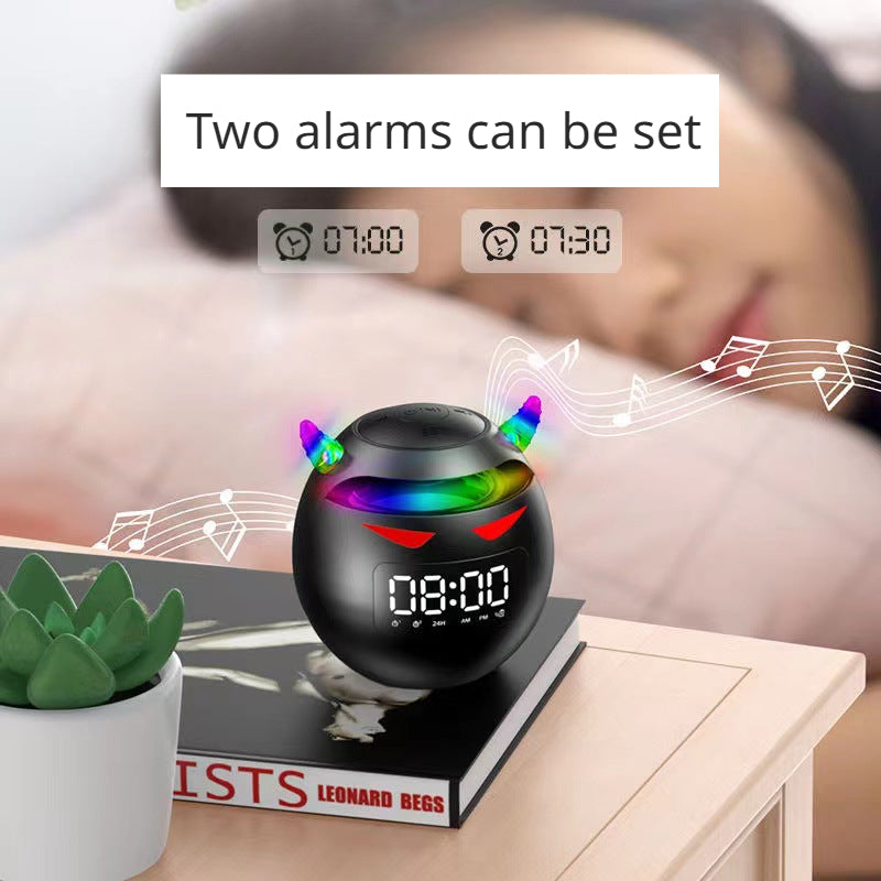 Mini Speaker Bluetooth Alarm Clock with Clock | Little Devil Design, Alarm Clock, Audio Mini Subwoofer, Card