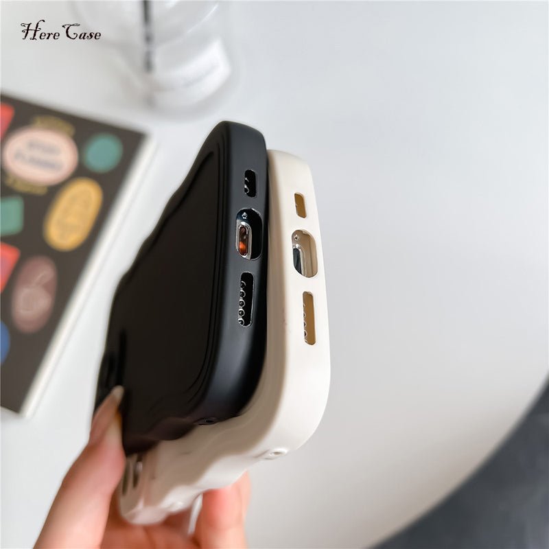 Premium Stylish Solid Color Curly Wave Design iPhone Case | MagSafe Case with Camera Lens Protector for Apple iPhone 16/15/14/13/12 Pro Max Plus Mini | Heavy Duty, Bumper Cover Phone Case | Premium Silicone Protective Cover