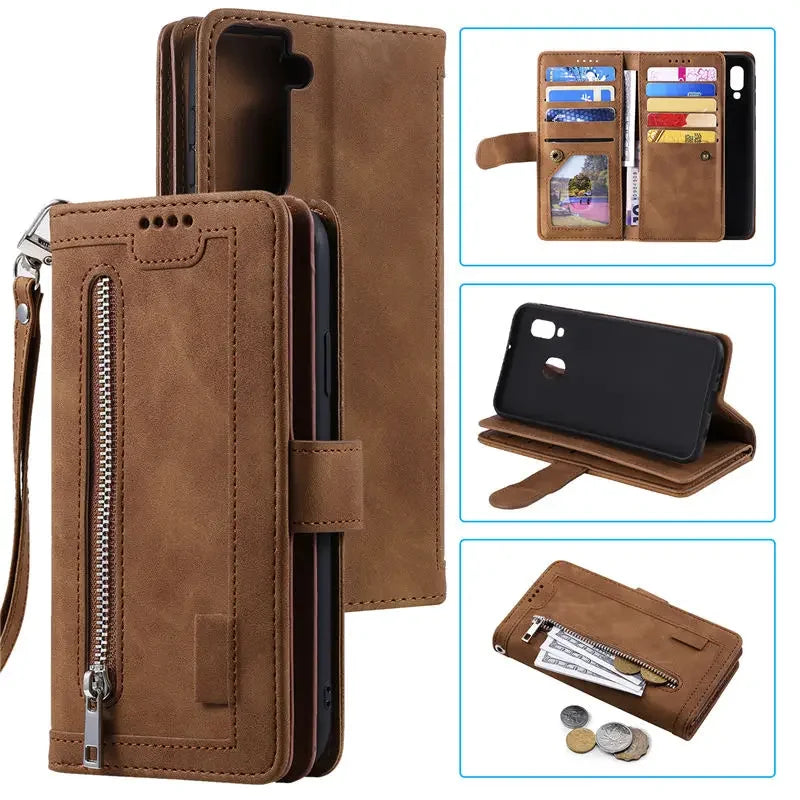 <tc>High-Quality Leather iPhone Case with Zipper, Card Holder, Stand, and Strap | Flip Cover Case for Apple iPhone 17/17 Air, 16/16e, 15, 14, 13, 12 Pro Max, Pro, Plus & Mini - Versatile Protective Cover</tc>