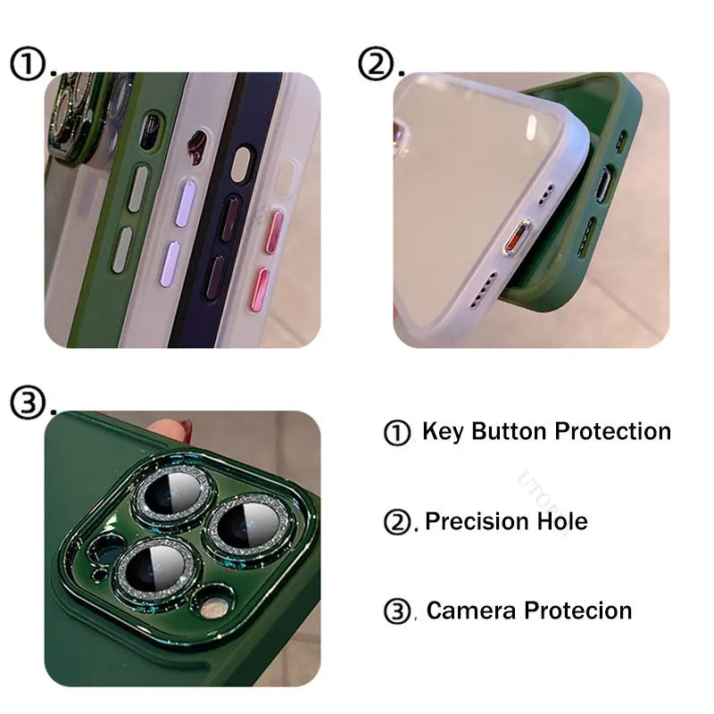 Luxury Crystal Rose Diamond iPhone Case | MagSafe Case with 360-Degree Protection and Camera Lens Cover for Apple iPhone 16/15/14/13/12 Pro Max, Plus, Mini Cover | Armor Case, Bumper Cover Phone Case | High-Quality Protective Cover