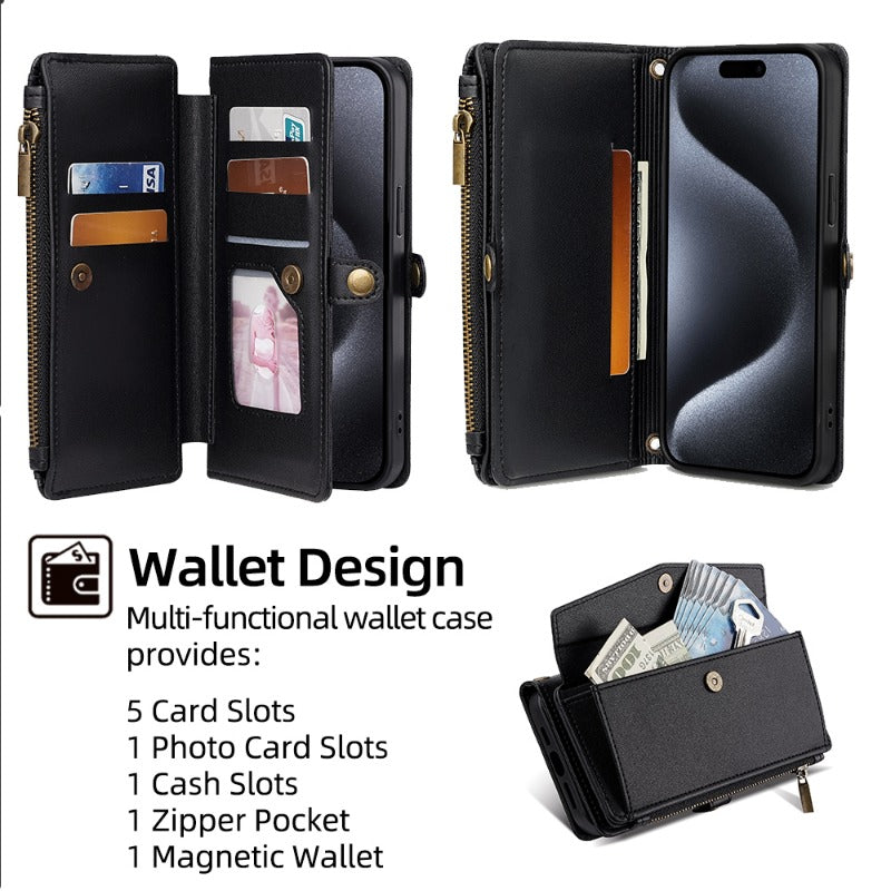 SecureSwipe Premium Leather Wallet Case for Apple iPhone 16/15/14/13/12 Pro Max Plus Mini | Wallet & Coin Purse Features: Magnetic Closure, Multiple Card Slots, Scratch-Resistant, Shockproof & Lightweight Design