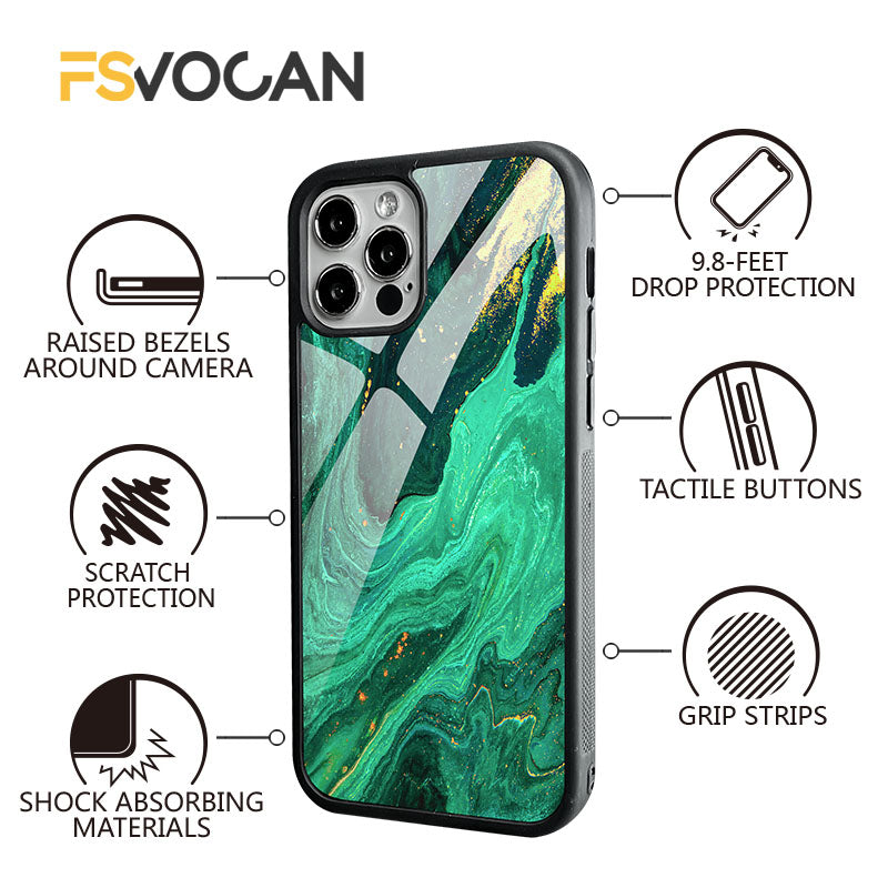 Luxury Gold Frame Marble iPhone Case Shockproof Cover | MagSafe Phone Case for Apple iPhone 16/15/14/13/12 Pro Max Plus Mini | Camera Protector, Cover & Armor Protective Case