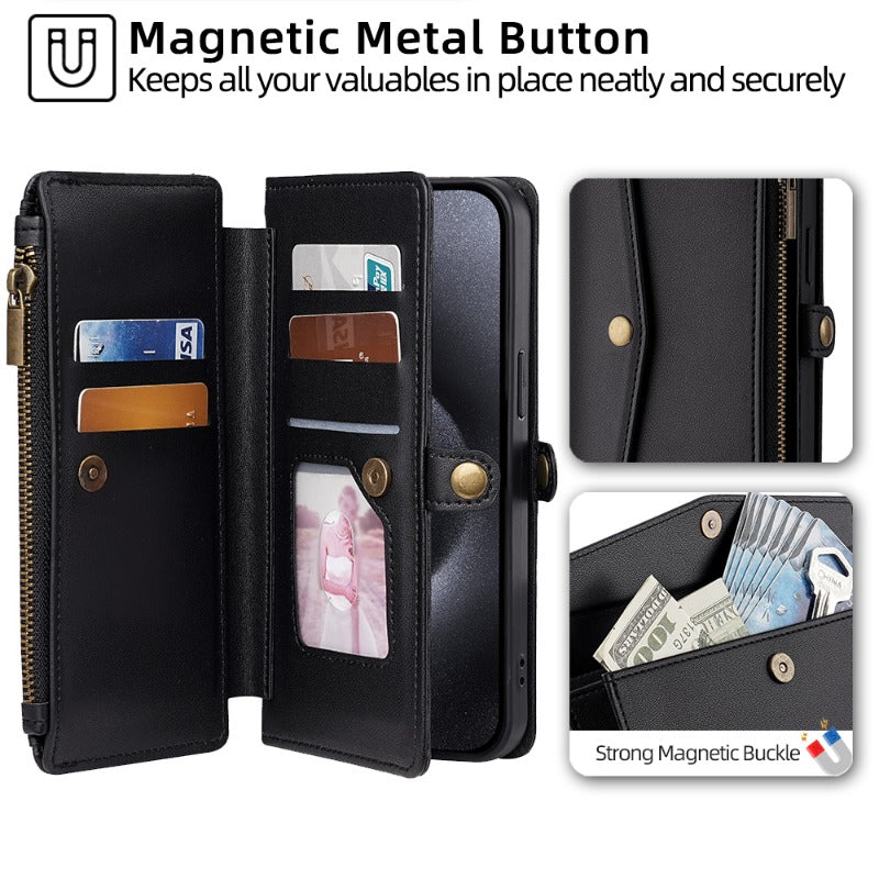 SecureSwipe Premium Leather Wallet Case for Apple iPhone 16/15/14/13/12 Pro Max Plus Mini | Wallet & Coin Purse Features: Magnetic Closure, Multiple Card Slots, Scratch-Resistant, Shockproof & Lightweight Design