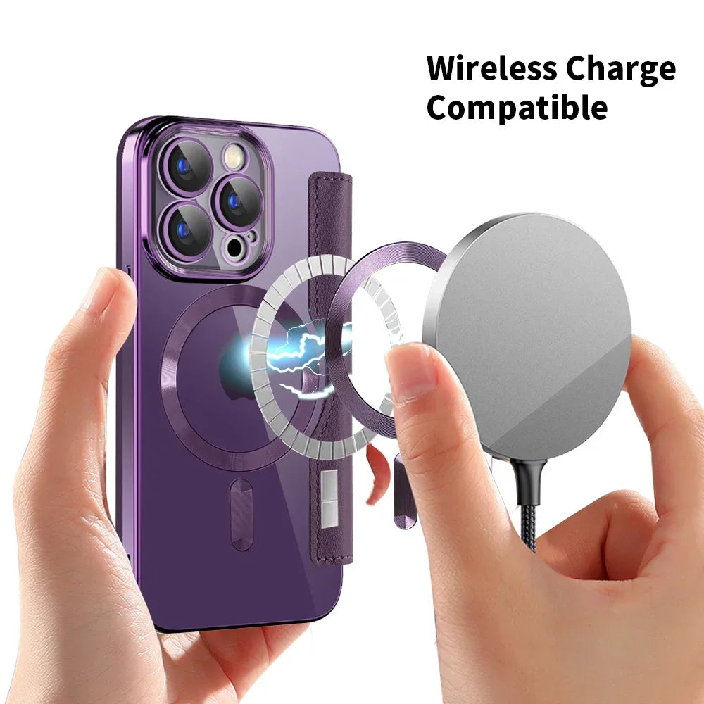 Premium Flip Leather Case with Card Slot and Card Holder Wallet, Magnetic & Shockproof iPhone Case | Flip Cover Stand Case for Apple iPhone 16/15/14/13/12 Pro Max, Plus, Mini Cover - Versatile Protective Cover