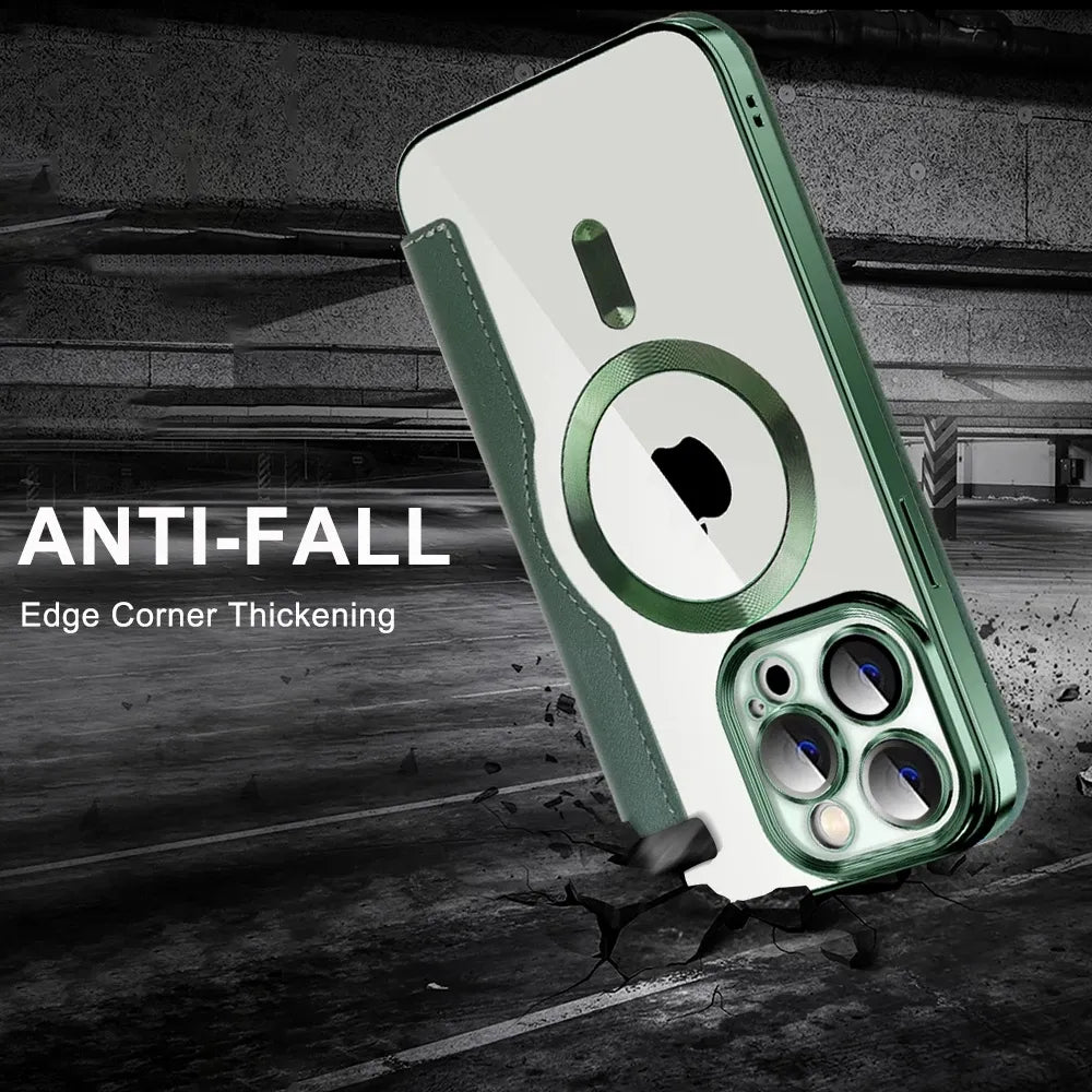 Premium Flip Leather Case with Card Slot and Card Holder Wallet, Magnetic & Shockproof iPhone Case | Flip Cover Stand Case for Apple iPhone 16/15/14/13/12 Pro Max, Plus, Mini Cover - Versatile Protective Cover