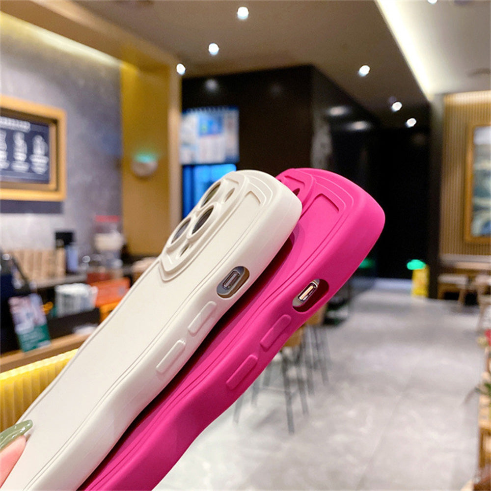 Premium Stylish Solid Color Curly Wave Design iPhone Case | MagSafe Case with Camera Lens Protector for Apple iPhone 16/15/14/13/12 Pro Max Plus Mini | Heavy Duty, Bumper Cover Phone Case | Premium Silicone Protective Cover