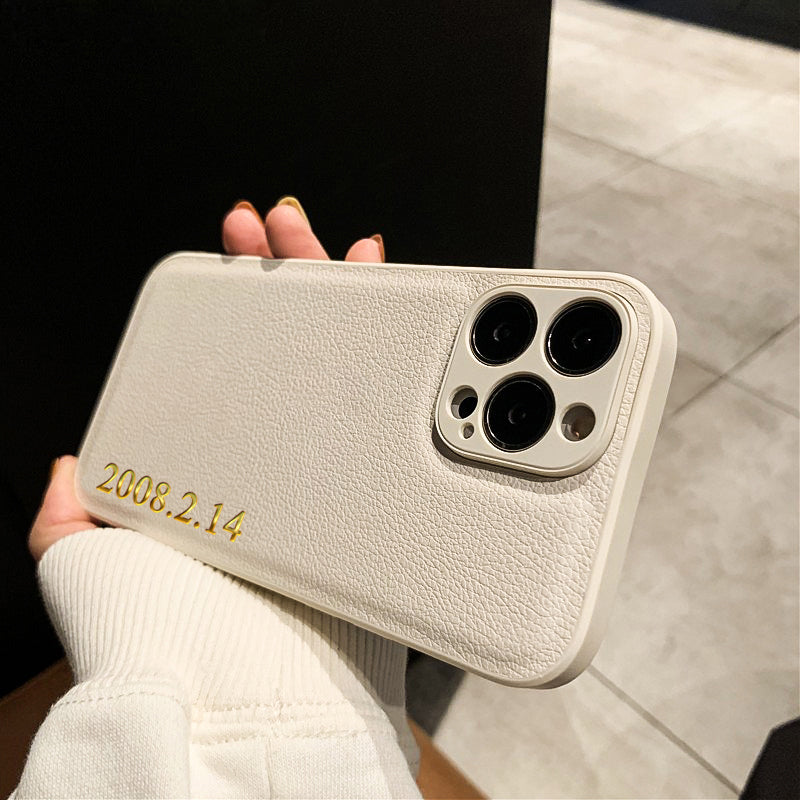 Personalized Luxury Leather iPhone Case for Apple iPhone 16/16e, 15, 14, 13, 12 Pro Max, Pro, Plus & Mini | Name, Initials, Symbols & Numbers | Custom Engraved Case | MagSafe Compatible Cover with Camera Protection & Genuine Leather