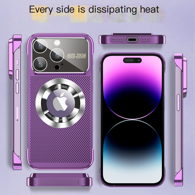 Luxury Heat-Dissipating Magnetic iPhone Case | MagSafe Case with Galvanized Metal Frame and Magnifying Glass Lens Camera Cover for Apple iPhone 16/15/14/13/12 Pro Max Plus Mini | Armor Case, High-Quality Phone Cover
