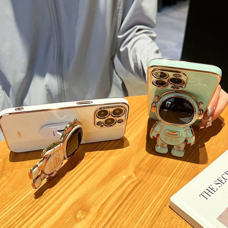 Luxury Crossbody Lanyard Astronaut Phone Holder and Stand iPhone Case | MagSafe Case with 360-Degree Protection and Camera Lens Cover for Apple iPhone 16/15/14/13/12 Pro Max, Plus Mini Cover | Armor Phone Case | Premium Protective Cover