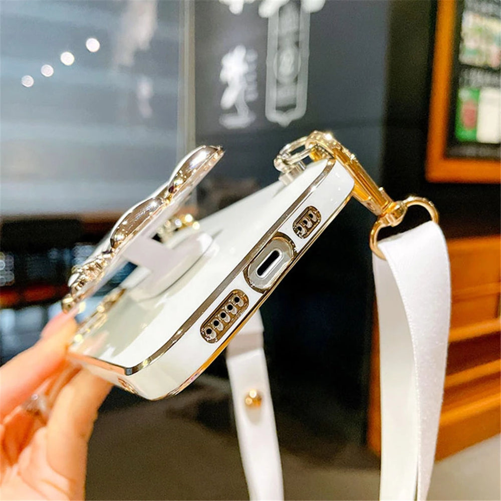 Luxury Crossbody Lanyard Astronaut Phone Holder and Stand iPhone Case | MagSafe Case with 360-Degree Protection and Camera Lens Cover for Apple iPhone 16/15/14/13/12 Pro Max, Plus Mini Cover | Armor Phone Case | Premium Protective Cover