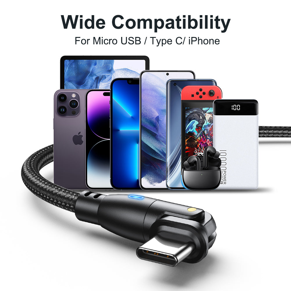 High Durability & Premium 3A Schnellladekabel Typ C für Samsung 180 Rotation Apple iPhone Kabel Realme - Phone Heaven Zone