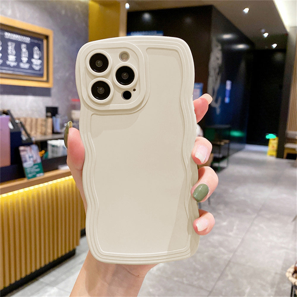 Premium Stylish Solid Color Curly Wave Design iPhone Case | MagSafe Case with Camera Lens Protector for Apple iPhone 16/15/14/13/12 Pro Max Plus Mini | Heavy Duty, Bumper Cover Phone Case | Premium Silicone Protective Cover