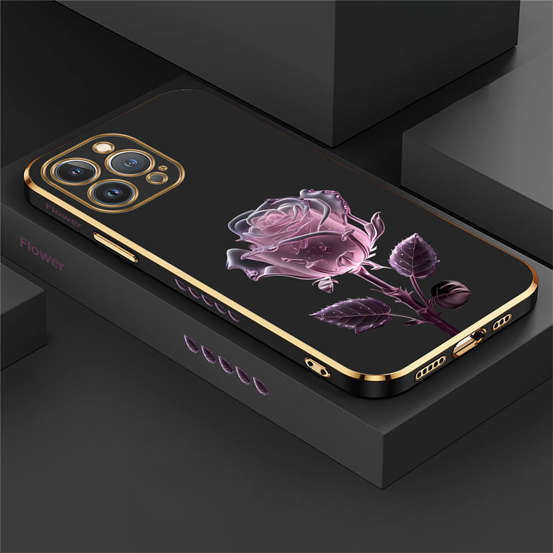 Luxury Crystal Rose Diamond iPhone Case | MagSafe Case with 360-Degree Protection and Camera Lens Cover for Apple iPhone 16/15/14/13/12 Pro Max, Plus, Mini Cover | Armor Case, Bumper Cover Phone Case | High-Quality Protective Cover